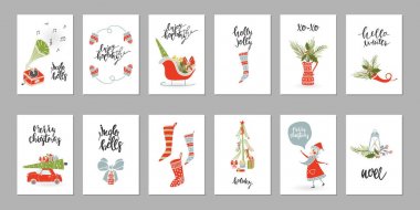 Koleksiyon mutlu Noeller hediye kartları