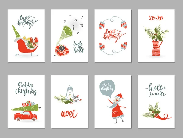 Coleção Merry Christmas gift cards —  Vetores de Stock