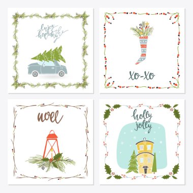 Kare kış tatil tebrik kartları