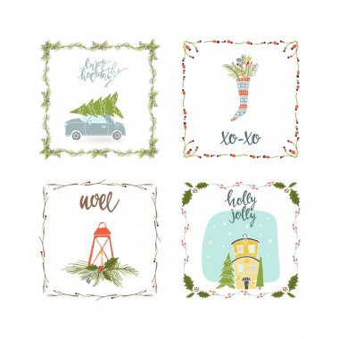 Kare kış tatil tebrik kartları