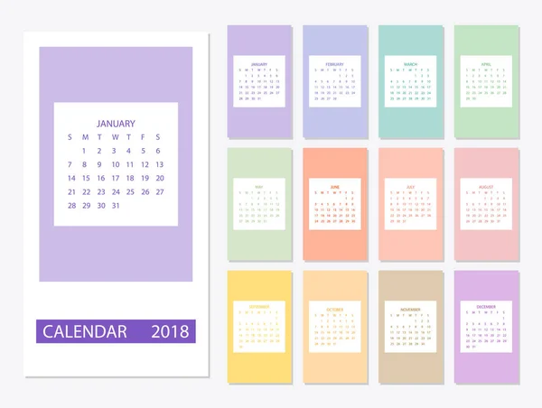 Modelo de calendário 2018 — Vetor de Stock