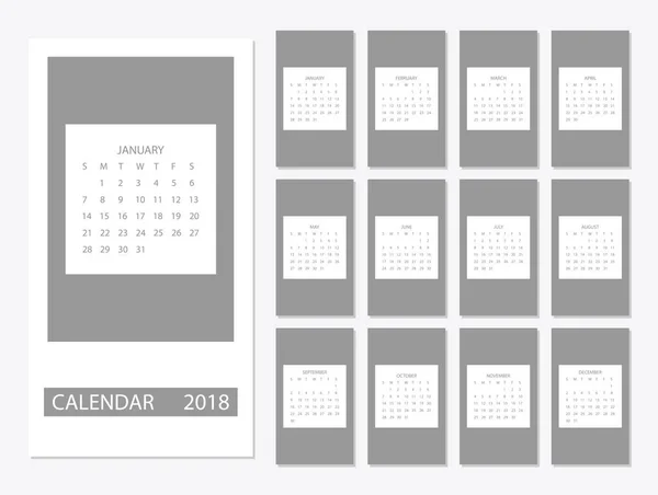 Plantilla calendario 2018 — Archivo Imágenes Vectoriales
