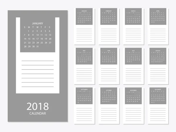 2018 Calendar template — Stock Vector