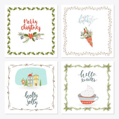 Kare kış tatil tebrik kartları