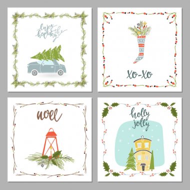 Kare kış tatil tebrik kartları