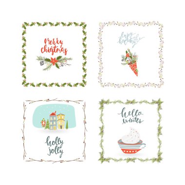 Kare kış tatil tebrik kartları