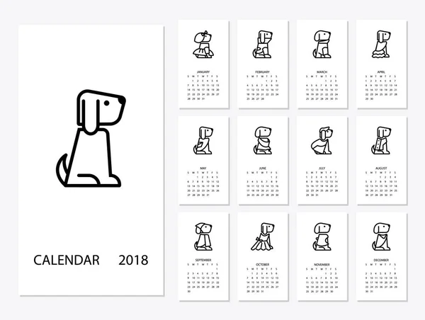 Kalender för 2018 år — Stock vektor