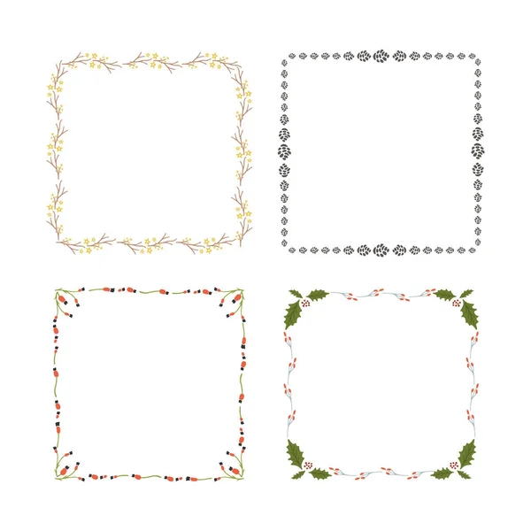 Décorations de Noël hiver carré — Image vectorielle