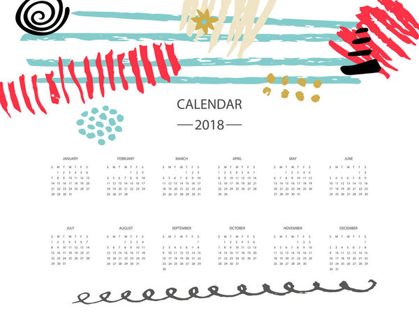 2018 new year calendar