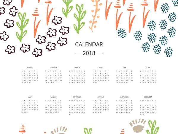 2018 calendário do ano novo — Vetor de Stock