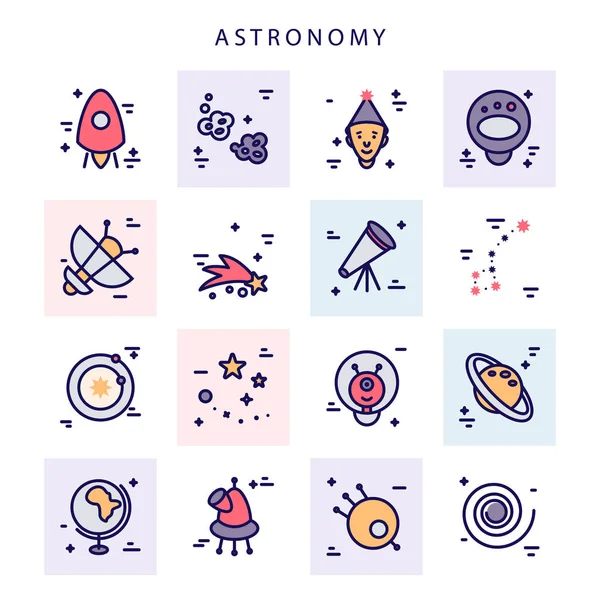 Astronomie icônes de style linéaire — Image vectorielle