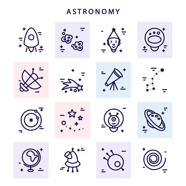 Astronomie icônes de style linéaire — Image vectorielle