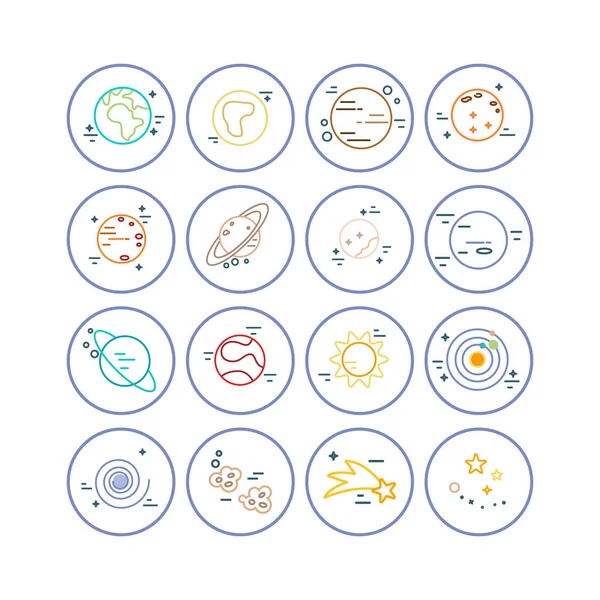 Planetas Sistema Solar em estilo linear . —  Vetores de Stock