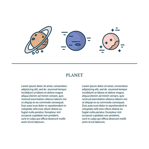 Pianeti Sistema Solare in stile lineare . — Vettoriale Stock