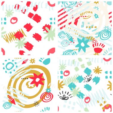 Set el çekilmiş karalamalar seamless modeli