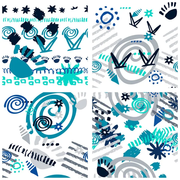 Set hand getekende scribbles naadloze patroon — Stockvector