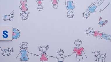 Beyaz arka plan resmi olan aile kelime bazında.