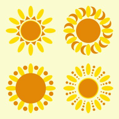 İzole daisy simgeler kümesi. Siluetleri basit vektör çiçek