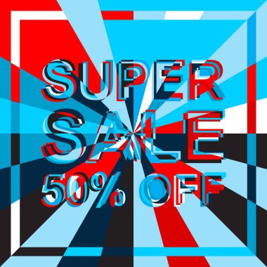 Büyük buz Satılık poster Super satış ile yüzde 50 metin kapalı. Reklam vektör afişi