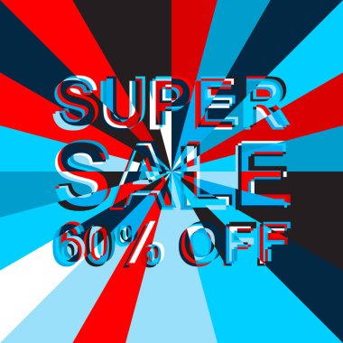 Büyük buz Satılık poster süper Satılık ile 60 oranında Off metin. Reklam vektör afişi
