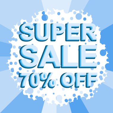Büyük kış satış poster Super satış ile yüzde 70'i metin kapalı. Reklam vektör afişi