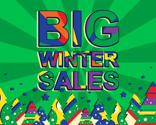 Великий зимовий плакат з текстом розпродажу BIG WINTER SALE. Рекламний векторний банер — стоковий вектор