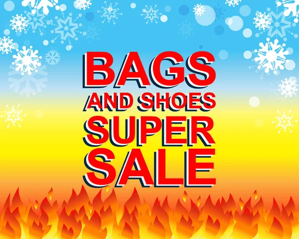 Büyük kış satış poster çanta ve ayakkabı süper Satılık metin ile. Reklam vektör afişi — Stok Vektör
