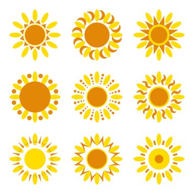 Güneş vektör simge kümesi