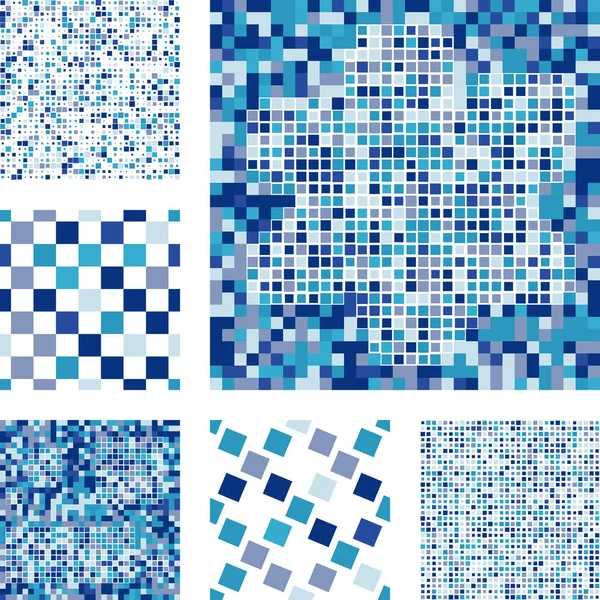 Reihe abstrakter nahtloser Muster mit Quadraten — Stockvektor