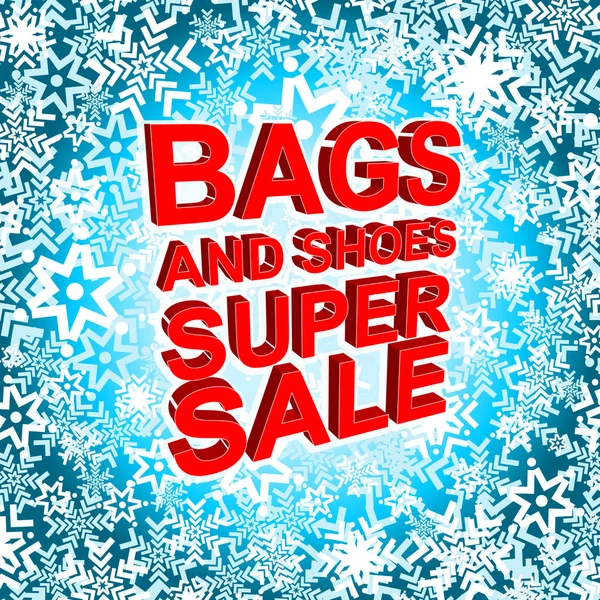 Büyük kış satış poster çanta ve ayakkabı süper Satılık metin ile. Reklam vektör afişi — Stok Vektör