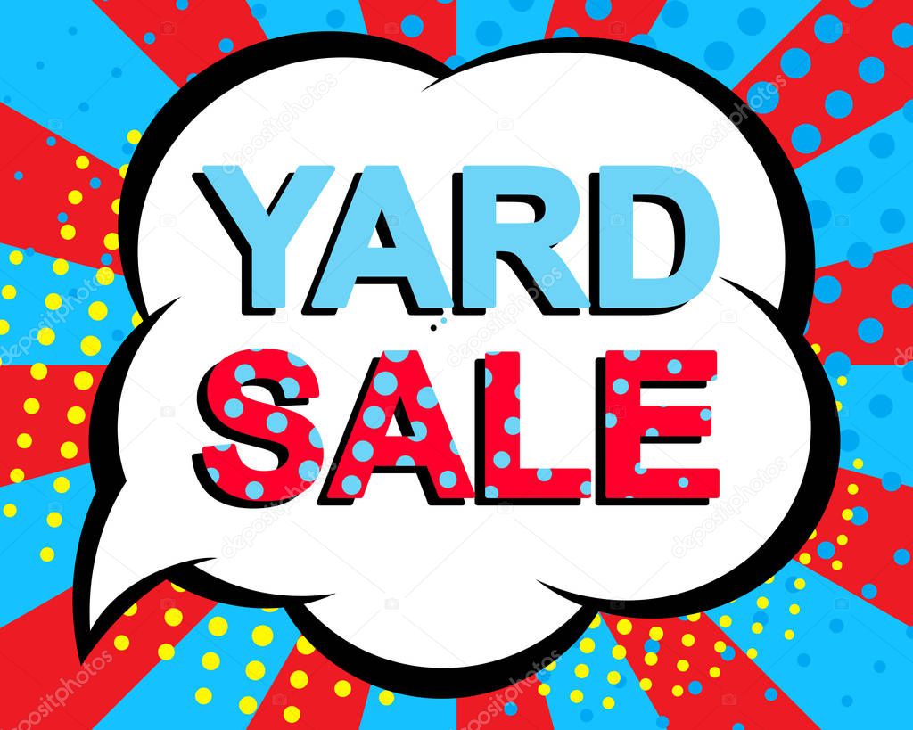 Sale poster with YARD SALE text. Advertising vector banner
