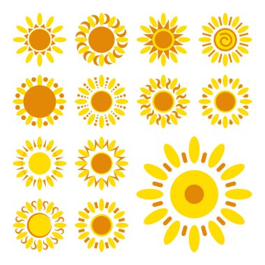 İzole daisy simgeler kümesi. Siluetleri basit vektör çiçek