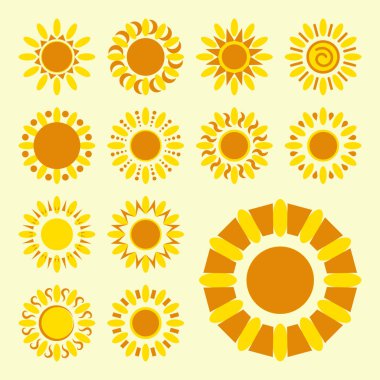 İzole daisy simgeler kümesi. Siluetleri basit vektör çiçek