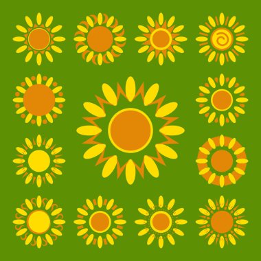 İzole daisy simgeler kümesi. Siluetleri basit vektör çiçek