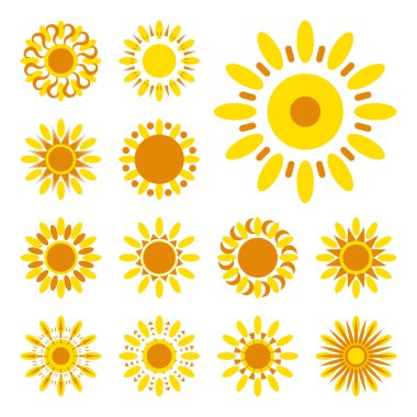 Güneş vektör simge kümesi