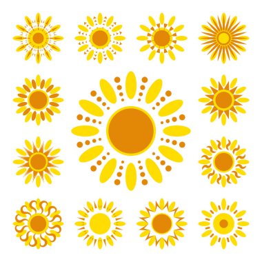Güneş vektör simge kümesi