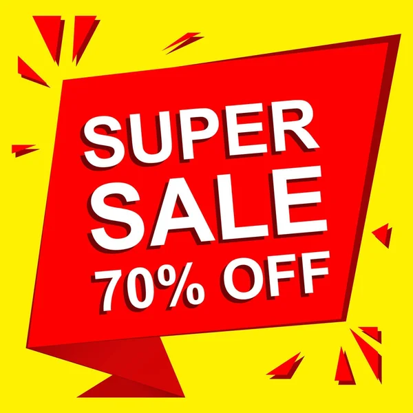 Prodej plakátů s Super prodej 70 procent z textu. Reklamní banner vektor — Stockový vektor