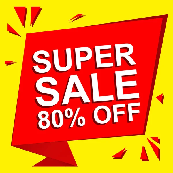 Försäljning affisch med Super försäljning 80 procent av text. Reklam vektor banner — Stock vektor