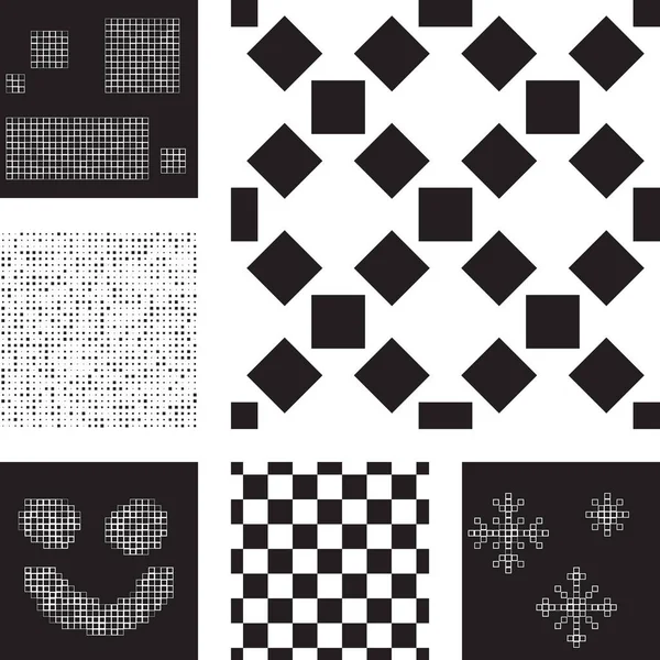 Set of abstract patterns with squares — Stock Vector