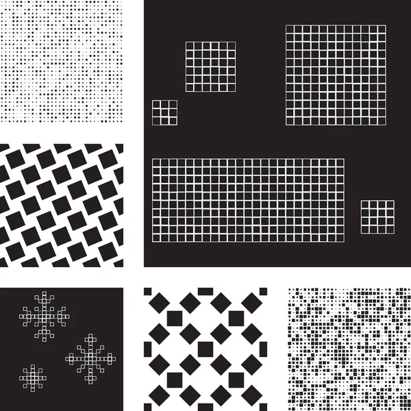 Set of abstract patterns with squares — Stock Vector
