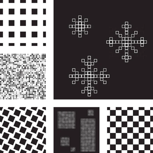 Reihe abstrakter Muster mit Quadraten — Stockvektor