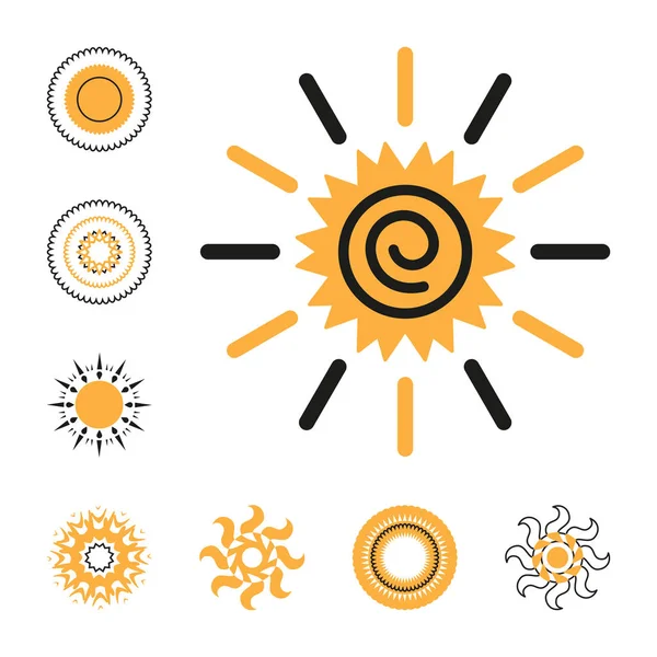 Набор векторных иконок солнца — стоковый вектор