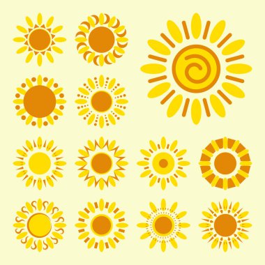 İzole daisy simgeler kümesi. Siluetleri basit vektör çiçek