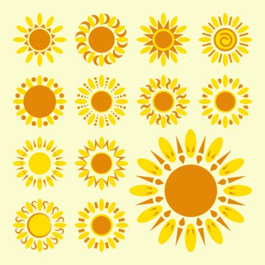 İzole daisy simgeler kümesi. Siluetleri basit vektör çiçek