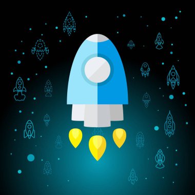 Roket izole alan düz simgesi