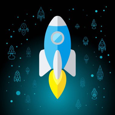 Roket izole alan düz simgesi