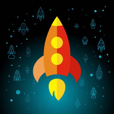 Roket izole alan düz simgesi