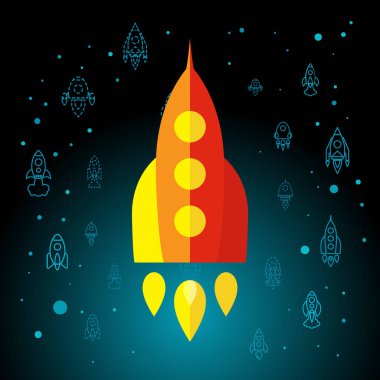 Roket izole alan düz simgesi