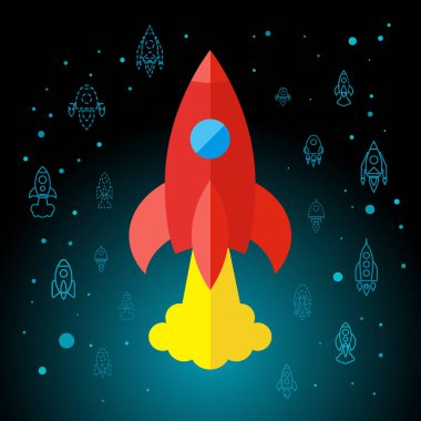 Roket izole alan düz simgesi