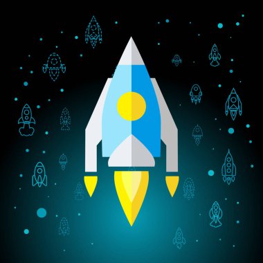 Roket izole alan düz simgesi